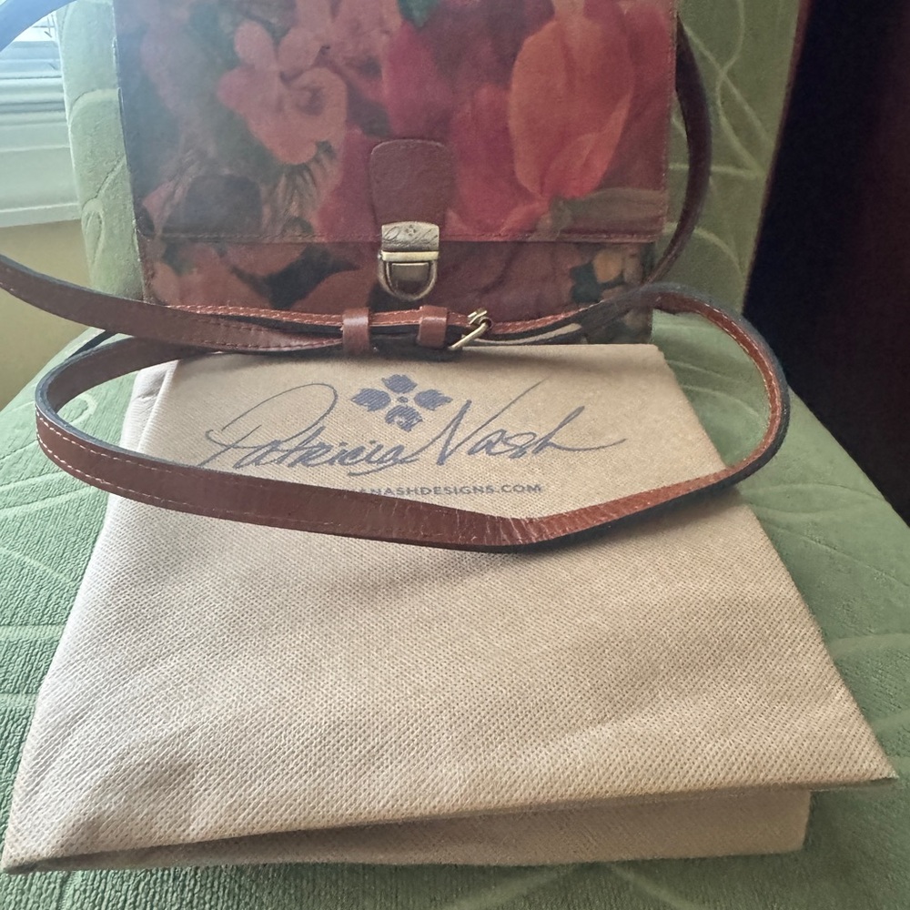 Patricia Nash Floral Crossbody Bag - Red and Brown